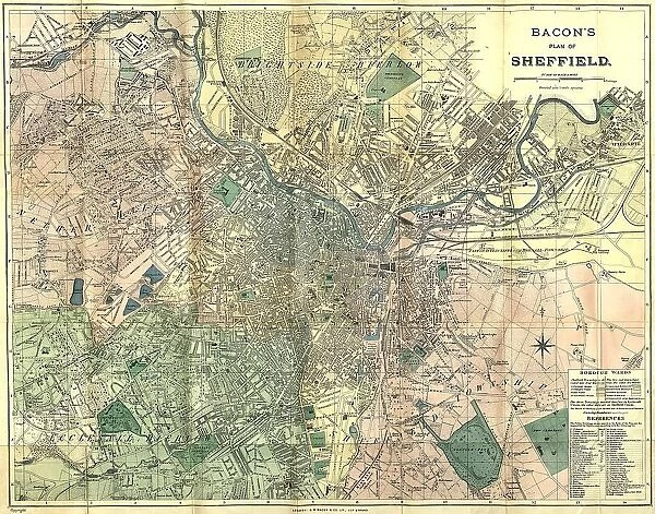 Bacon's large scale plan of Sheffield, c.1890s