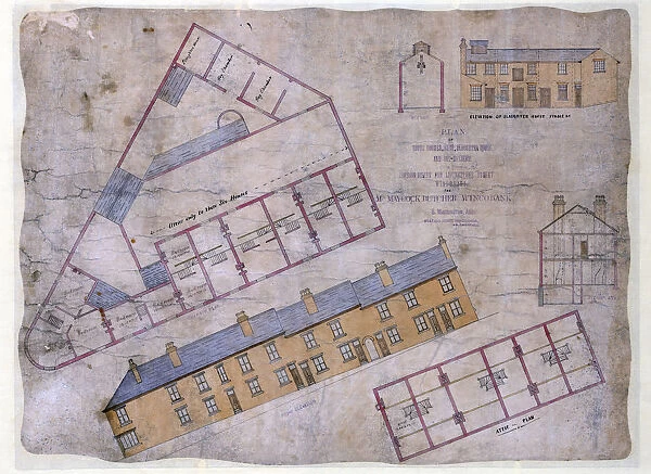 Plan of houses, shop, slaughterhouse to be built in Johnson Street and Livingstone Street, Wincobank Sheffield, c. 1871
