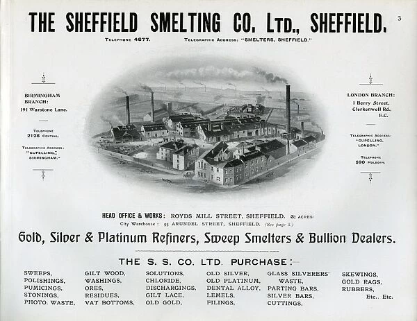 Sheffield Smelting Co Ltd. Royds Mill Street, Sheffield, 1912