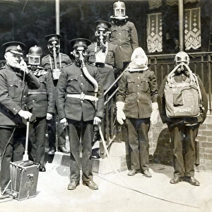 City of Sheffield Fire Brigade. Firemen in breathing apparatus, 1920s
