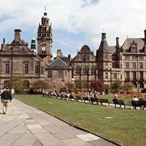 Sheffield Town Hall and Peace Gardens, 1989