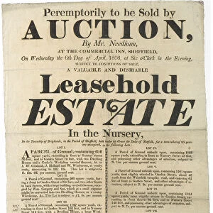 Valuable and desirable leasehold estate to be sold by Auction, garden Street, and Nursery Street, Sheffield, Yorkshire, 1808