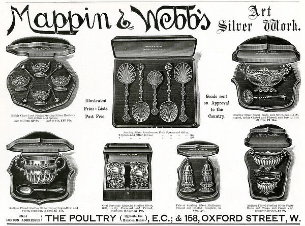 Advert for Mappin & Webb silver items 1892