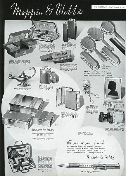 Advert for Mappin & Webb unusual presents 1936