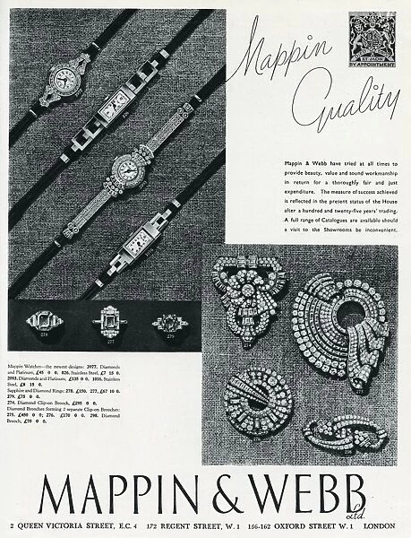Advert for Mappin & Webb watches and brooches 1937