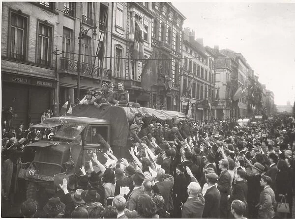 Belgian Brigade enter Brussels, WW2
