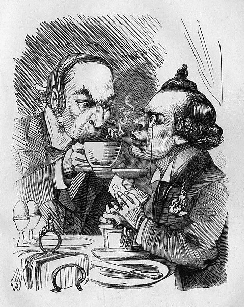 Caricature of W E Gladstone and John L Toole