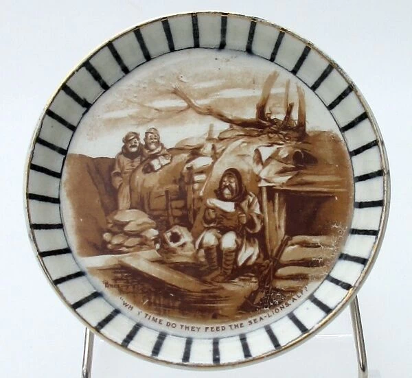 Cream pottery pin tray - WWI - Bairnsfatherware