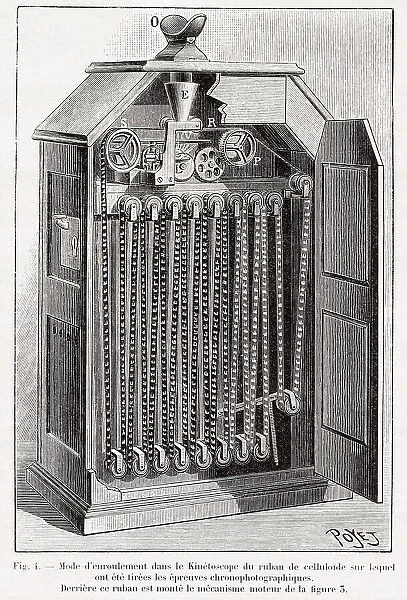 EDISON'S KINETOSCOPE Reproducing to the eye the effect of human motion by means of a swift and graded succession of pictures'. Date: 1894