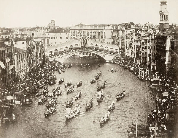 festival gondolas, near the Rialto bridge, Venice, Italy