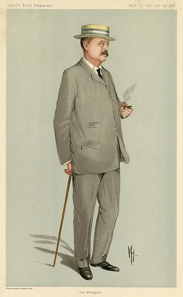 GREY SUIT. Earl Waldegrave in pale grey informal suit with single- breasted