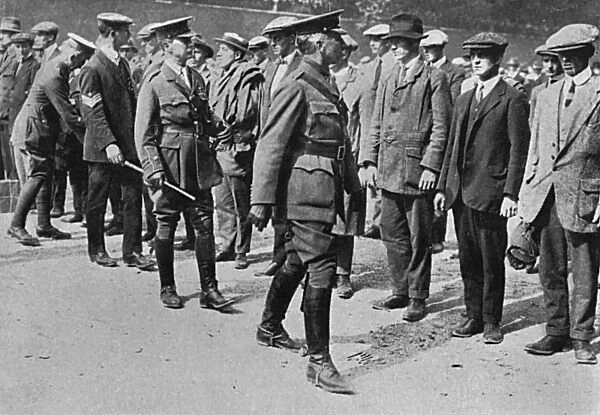 Inspecting recruits at Tower of London, WW1