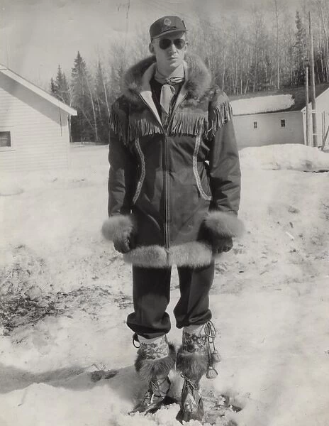 Member of RCMP in winter furs, Canada