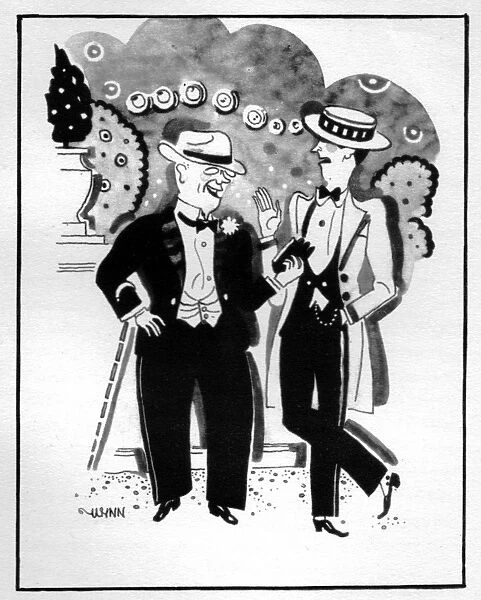 Sketch of sauve, well dressed gentlemen, 1920s