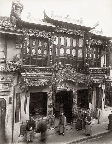 Street scene in Shanghai China, ornate building facade