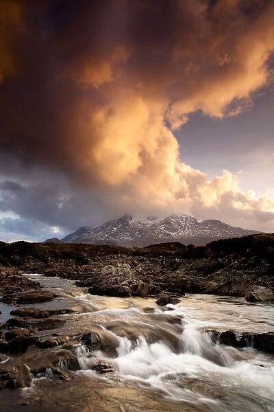 Sky at Sunset over the Cuillin Hills, Sligachan, Isle of Skye, Highland Region, Scotland