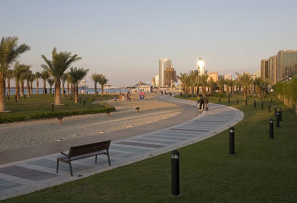 United Arab Emirates, Abu Dhabi. Part of the walkway along the beach and waterfront