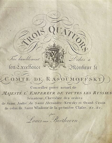 Austria, Vienna, Three quartets with dedication to Count Razumovsky, first edition