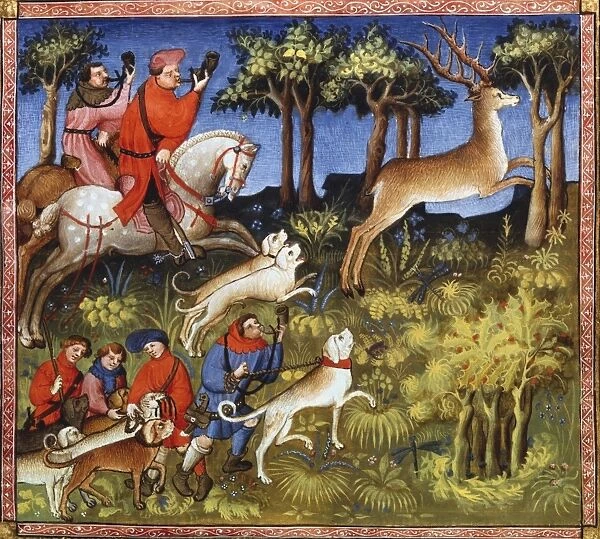 The Deer Hunt from Le Livre de la Chasse (Book of the Hunt) of Gaston III Phoebus (1331-1391)
