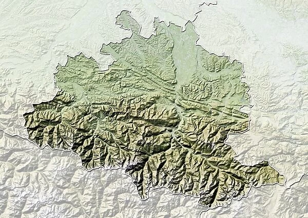 Departement of Ariege, France, Relief Map