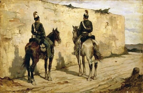 Italy, Biella, painting of Light Cavalrymen