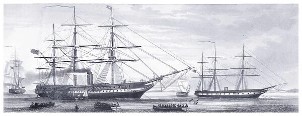 English steam screw frigate 1847 illustration