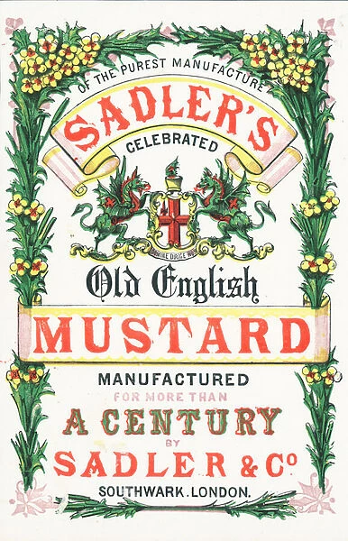 Advertisement for Sadlers Old English Mustard (colour litho)
