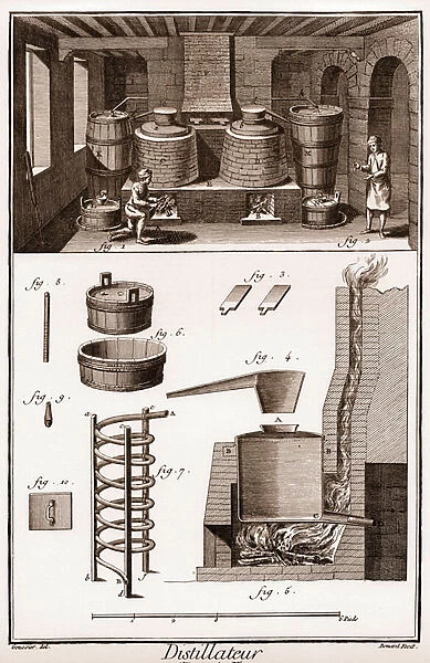 Atelier d un distillateur d eau de vie - brandy distillery - '