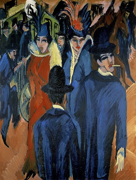 Berlin Street Scene, 1913 (oil on canvas)