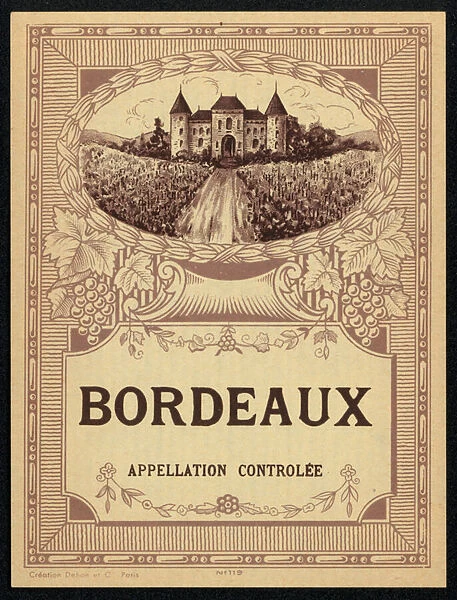 Bordeaux, wine label (colour litho)