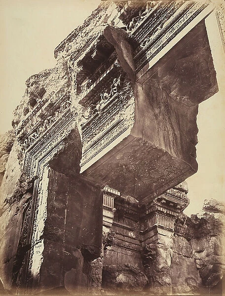 Detail of the entrance to a temple, in the archeological zone of Heliopolis or Baalbek, ancient Syrian city, now Lebanoni