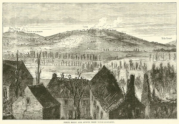 Forts Noisy and Avron from Noisy-le-Grand, January 1871 (engraving)
