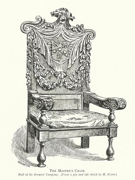The Masters Chair (coloured engraving)