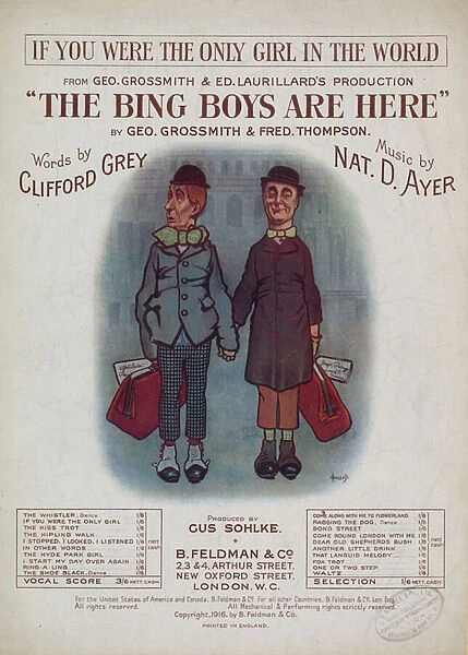 Music sheet for If You Were The Only Girl in the World (colour litho)