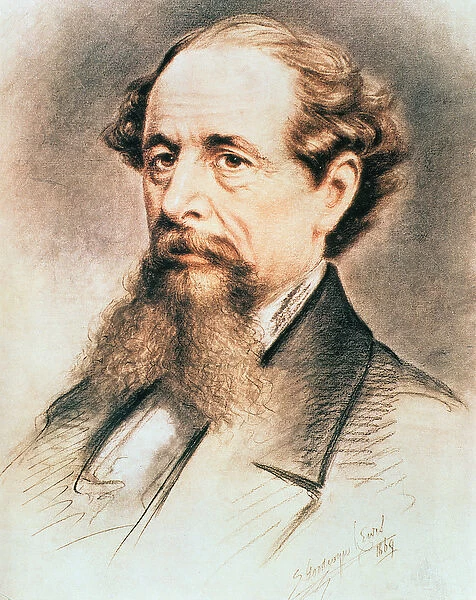 Portrait of Charles Dickens, 1869 (litho)