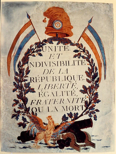 Poster of the French Revolution: 'Unite et indivisibilite de la Republique liberte