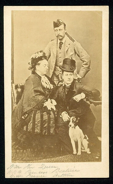 Queen Victoria, Princess Beatrice and Prince Arthur (b  /  w photo)