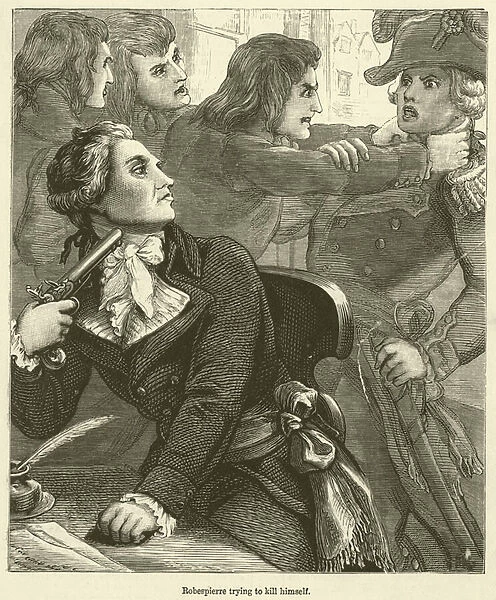 Robespierre trying to kill himself (engraving)