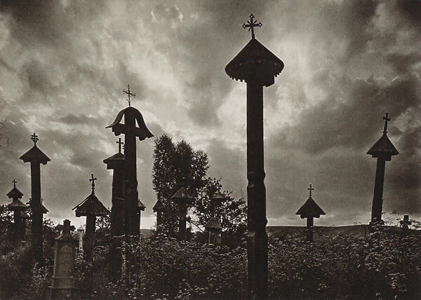Romania: Casin, Cemetery (b  /  w photo)