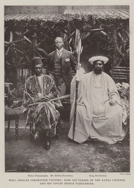 West African Coronation Visitors, King Bai Farima of the Kawai Country, and his Cousin Prince Pamayangba (b  /  w photo)