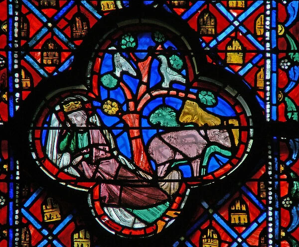 Window w9R Nebuchadnezzar sees a great tree in a vision. Dan IV 10 (stained glass)
