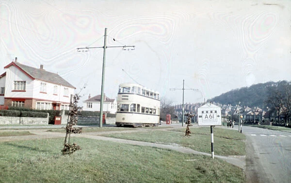 Abbey Lane, Sheffield, on the last day of the trams, 1959