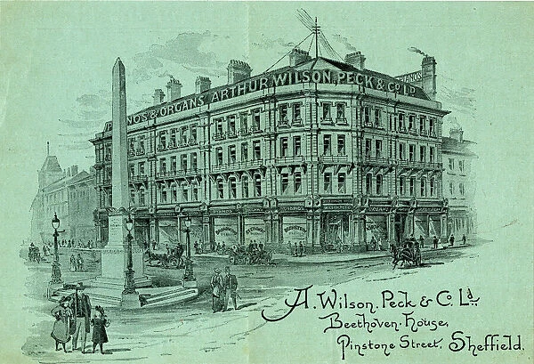 Advertisement for A. Wilson. Peck and Co. Ltd. Beethoven House, Pinstone Street, Sheffield