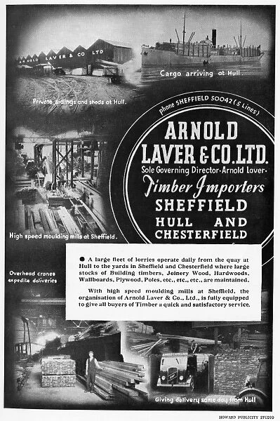 Advertisement for Arnold Laver and Co. Ltd. Timber Importers, Bramall Lane, 1939