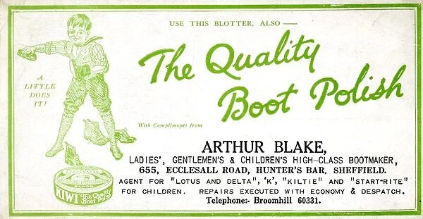 Advertisement: Arthur Blake, Bootmaker, 655 Ecclesall Road