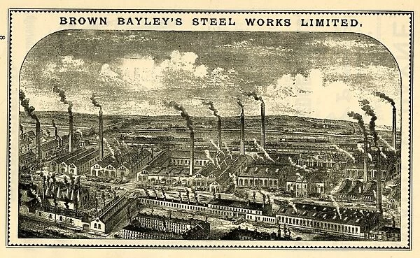 Advertisement for Brown Bayleys Steel Works Ltd. (illustration), Milner Road, Attercliffe, 1889