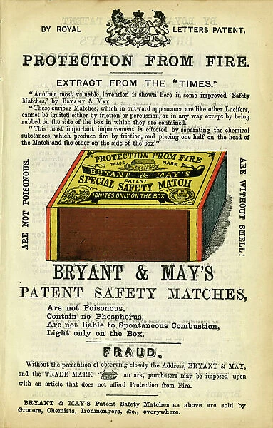 Advertisement for Bryant and May Matches, 1868