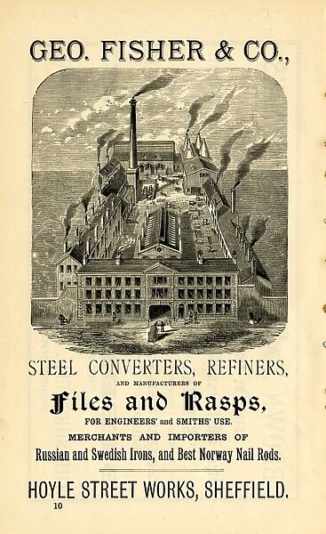 Advertisement for Geo. Fisher and Co. steel converters and refiners, Hoyle Street Works, Netherthorpe, 1889