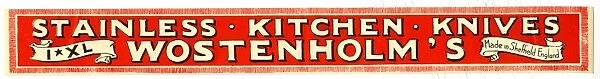 Advertisement: George Wostenholm and Son Ltd. kitchen knives, Washington Works, Wellington Street