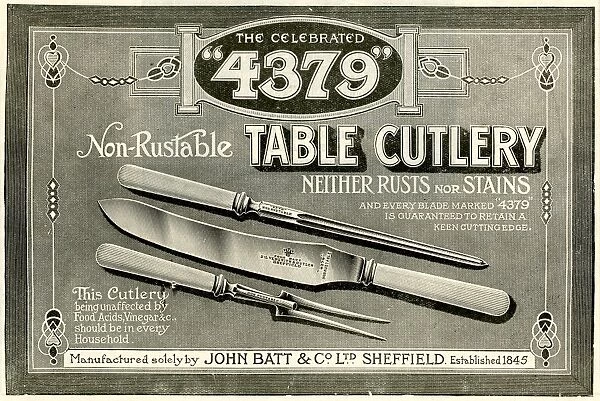 Advertisement for John Batt and Co Ltd. stainless steel table cutlery